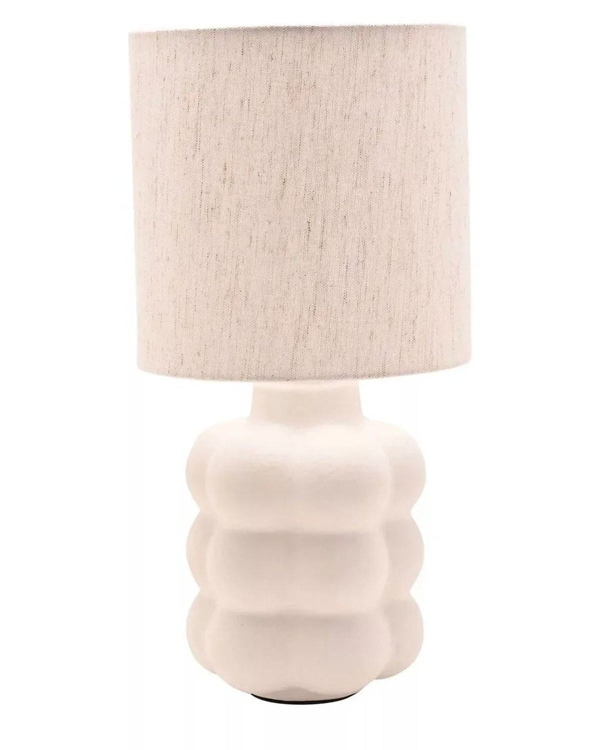 Small Cream Ceramic Bubble Table Lamp With Linen Shade - LightingLighting - Lulu Loves Home