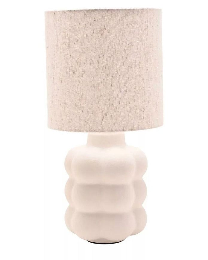 Small Cream Ceramic Bubble Table Lamp With Linen Shade - LightingLighting - Lulu Loves Home