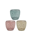 Small Ribbed Bright Glass Tealight Candle Holders