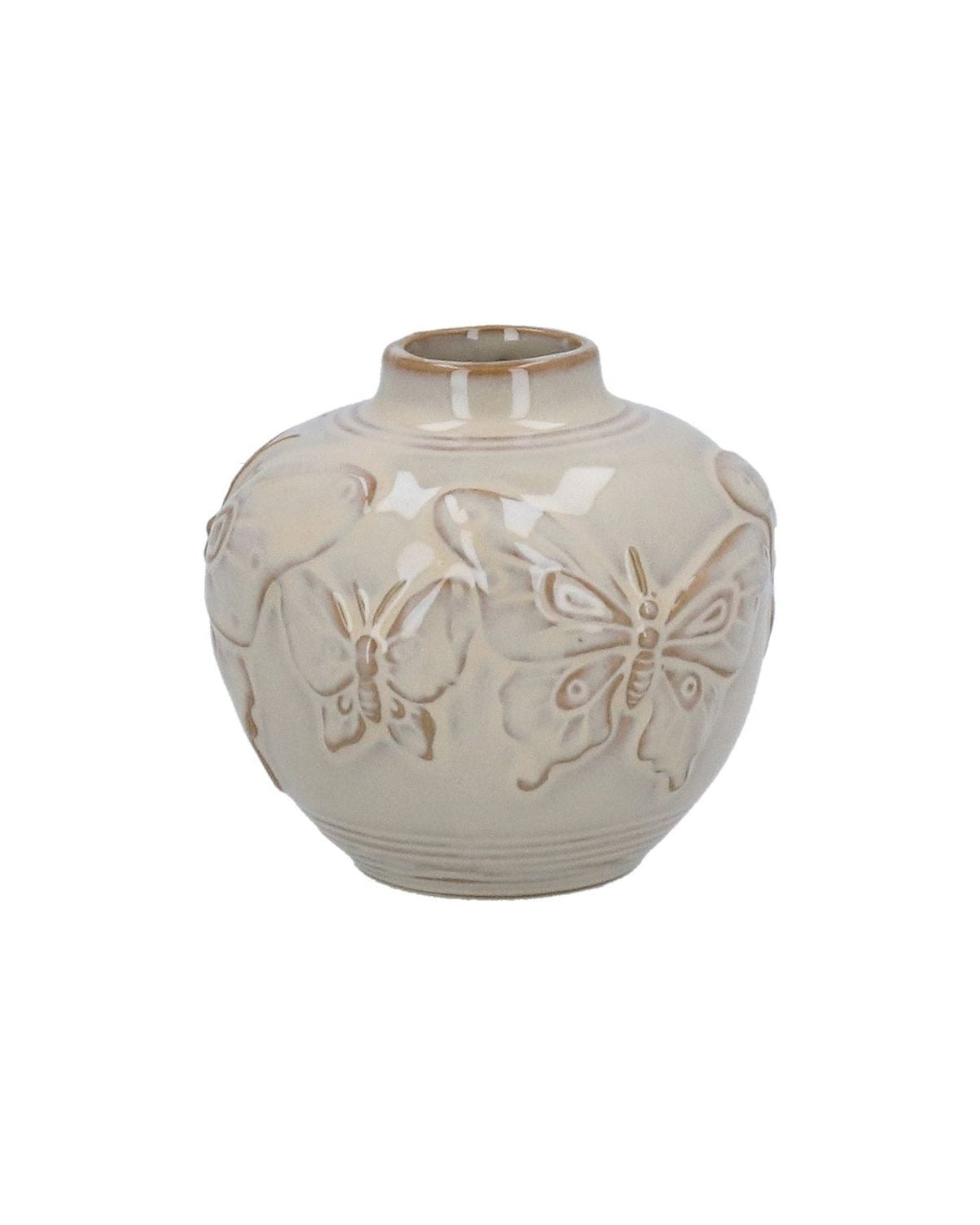 Small Taupe Porcelain Butterfly Bud Vase