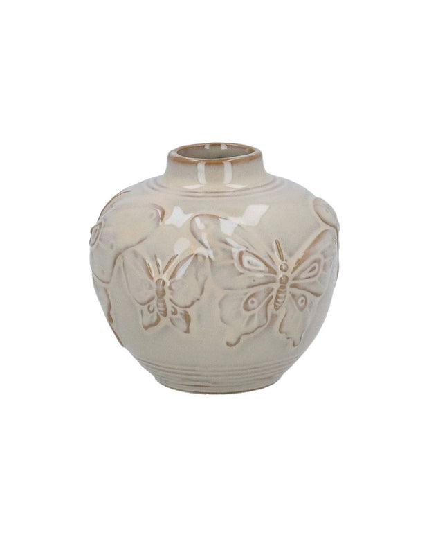 Small Taupe Porcelain Butterfly Bud Vase