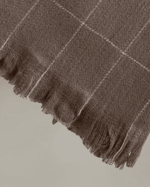 Soft Brown Checked Fine Knit Brown Throw Blanket