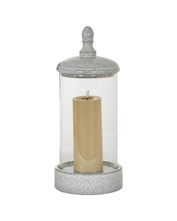 Sona White Ceramic Hurricane Candle Lantern