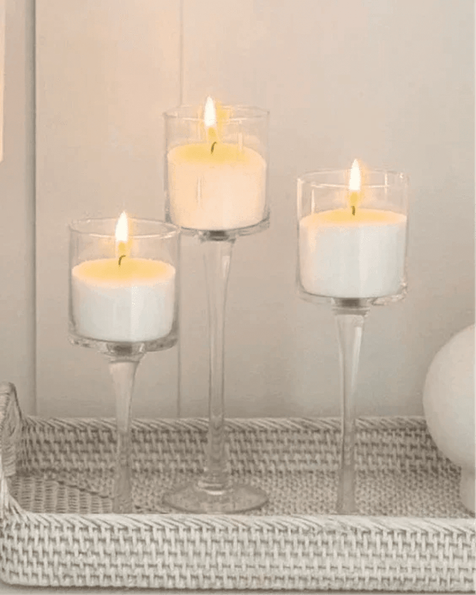 Stemmed Glass Candle Holders - Set of Three - Home DecorHome Decor - Lulu Loves Home