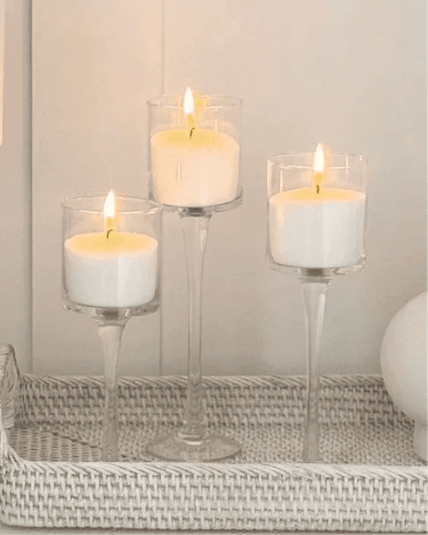 Stemmed Glass Candle Holders - Set of Three - Home DecorHome Decor - Lulu Loves Home