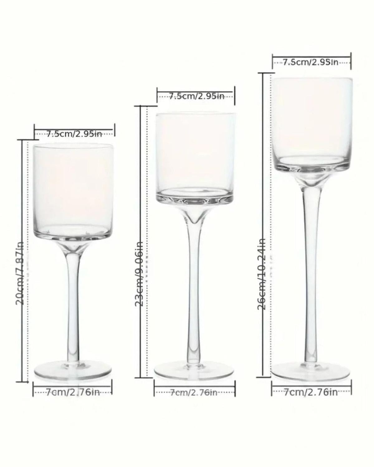 Stemmed Glass Candle Holders - Set of Three - Home DecorHome Decor - Lulu Loves Home