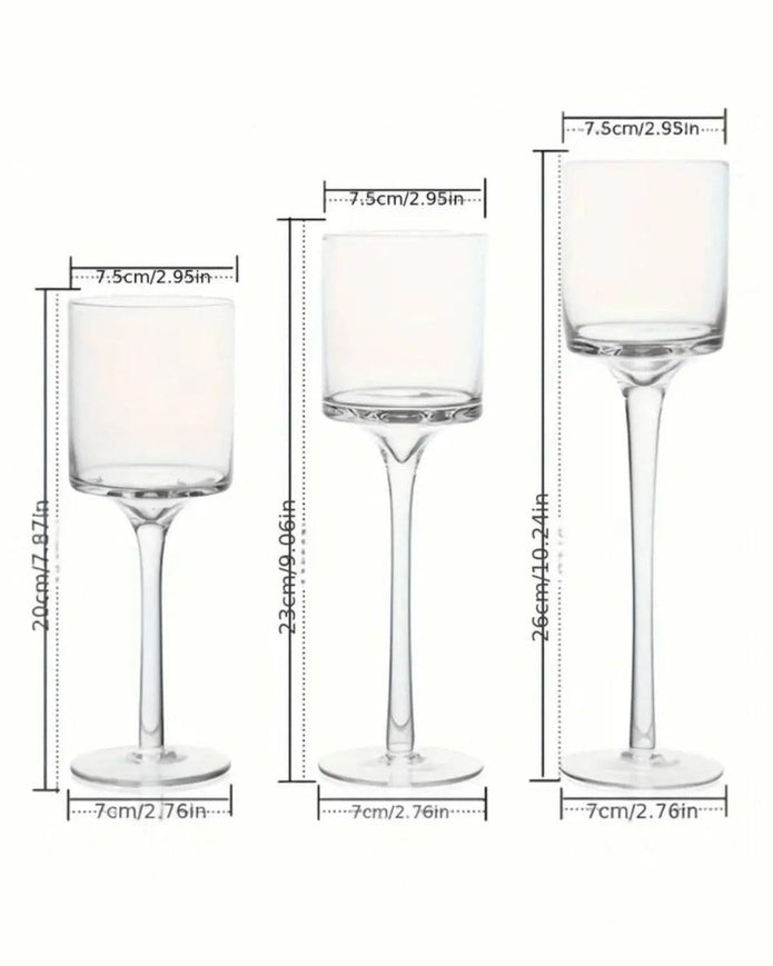Stemmed Glass Candle Holders - Set of Three - Home DecorHome Decor - Lulu Loves Home