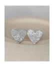 Sterling Silver Textured Heart Stud Earrings