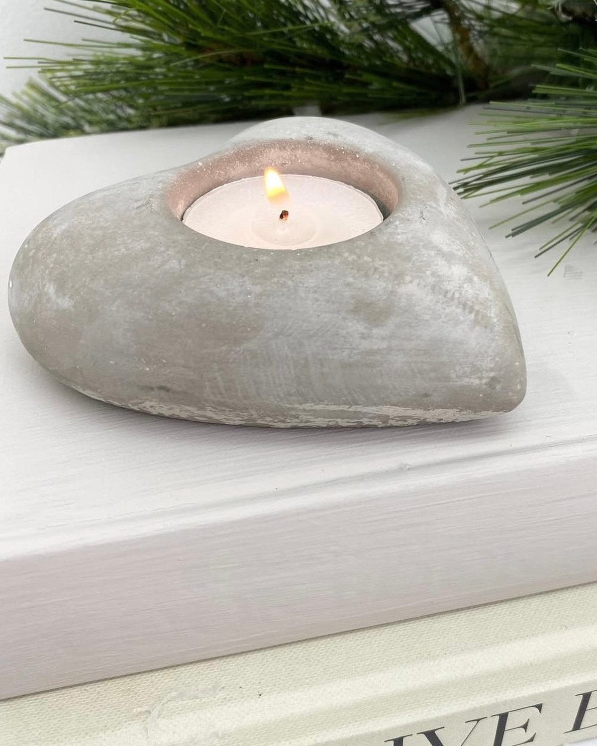 Stone Heart Tealight Candle Holder