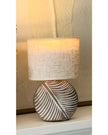 Stone Leaf Table Lamp with Beige Linen Shade - LightingLighting - Lulu Loves Home