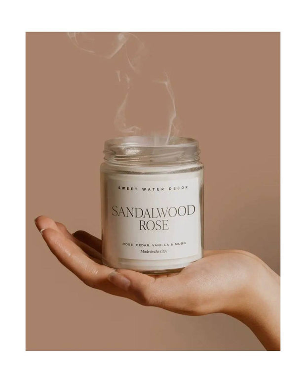 Sweet Water Decor - Clear Glass Candle Jar - Sandalwood Rose