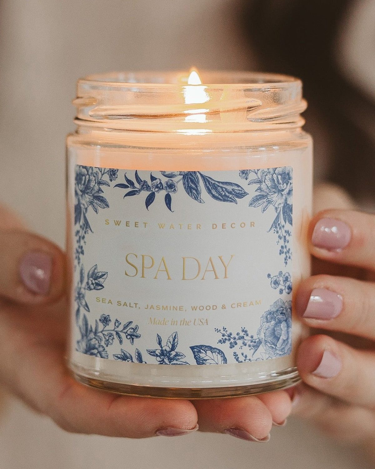 Sweet Water Decor - Clear Glass Candle Jar - Spa Day