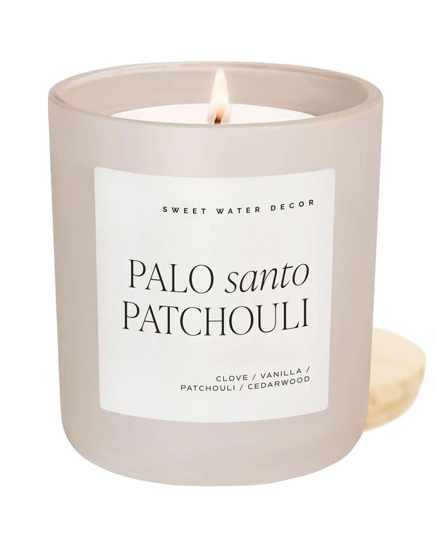 Sweet Water Decor - Natural Matte Large Glass Candle Jar - Palo Santo Patchouli PRE ORDER THREE WEEK DELIVERY - CandlesCandles - Lulu Loves Home