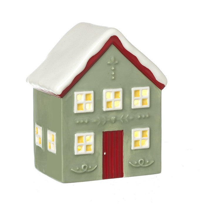 Ceramic Green House With Snowy Roof