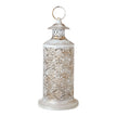 Tall White Metal Cut Out Lantern