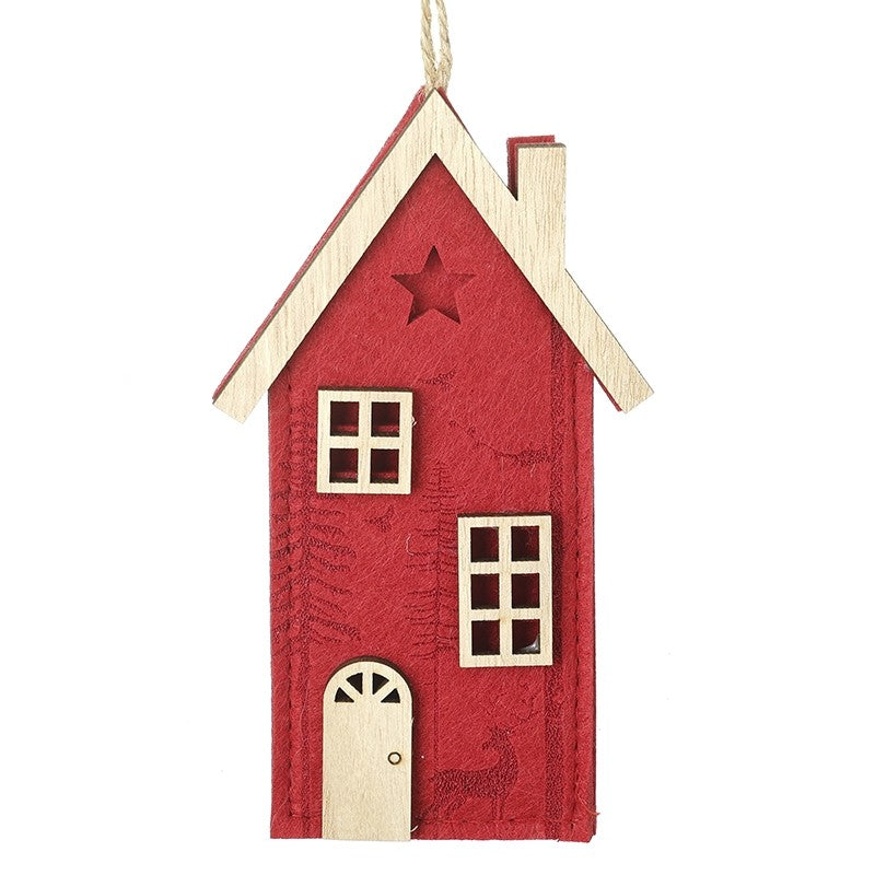 Wooden Red House Hanging Decoration