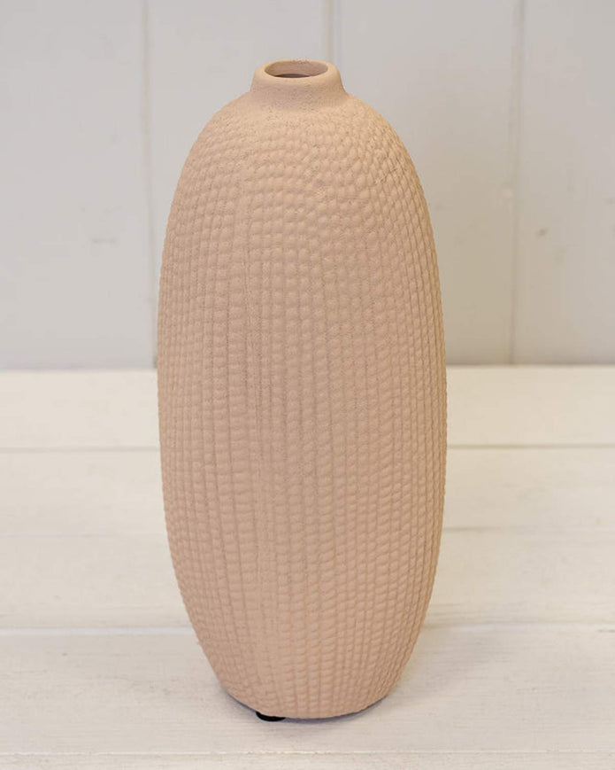 Tall Beige Textured Stone Vase