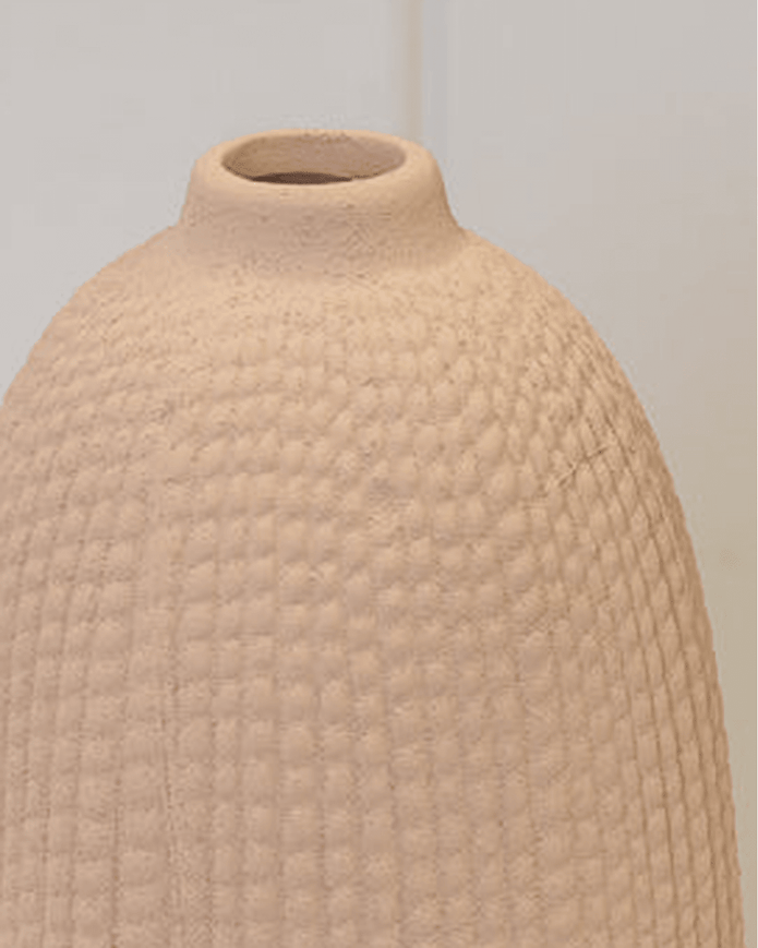 Tall Beige Textured Stone Vase
