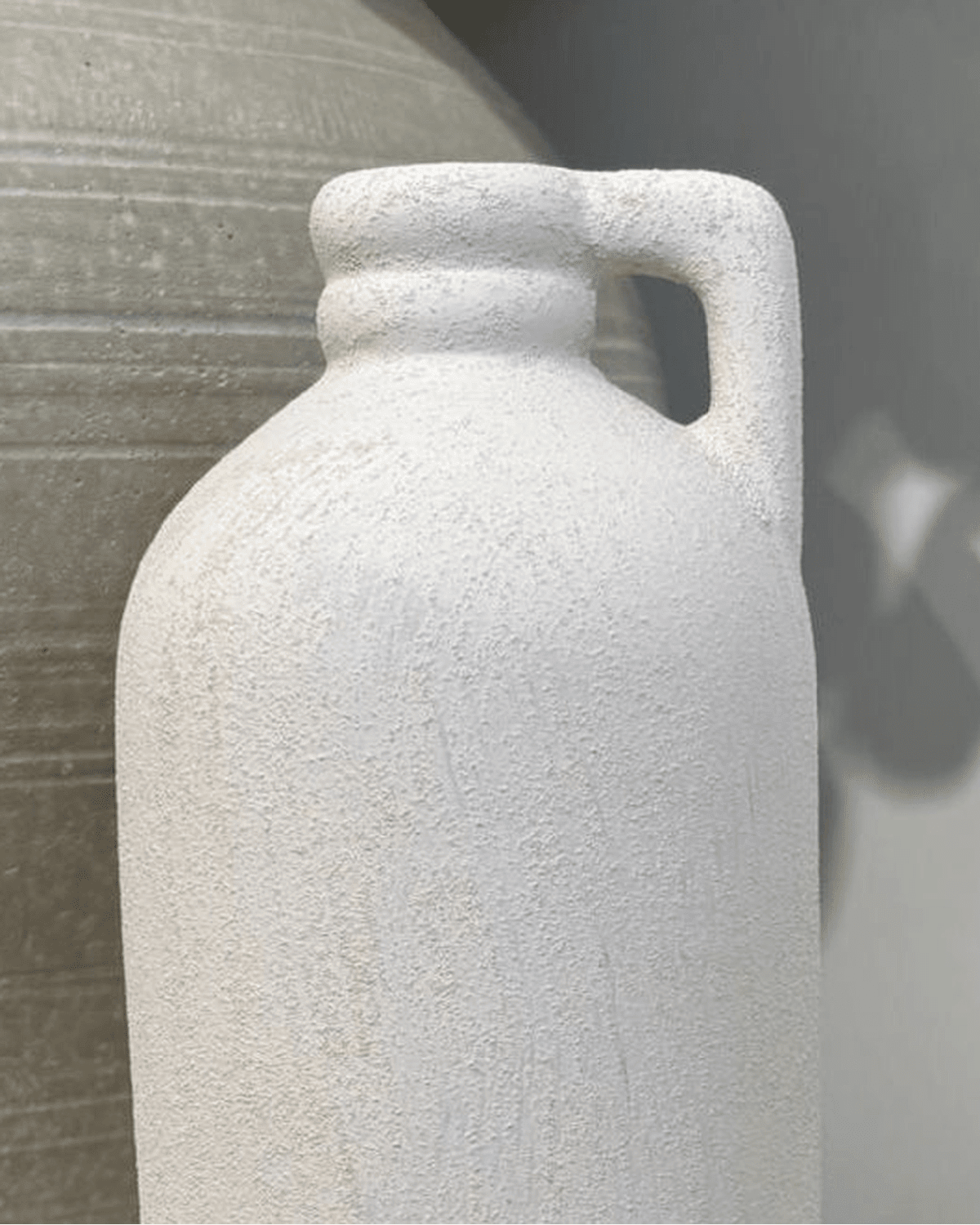Tall White Textured Jug