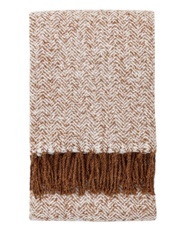 Tan Herringbone Faux Mohair Throw