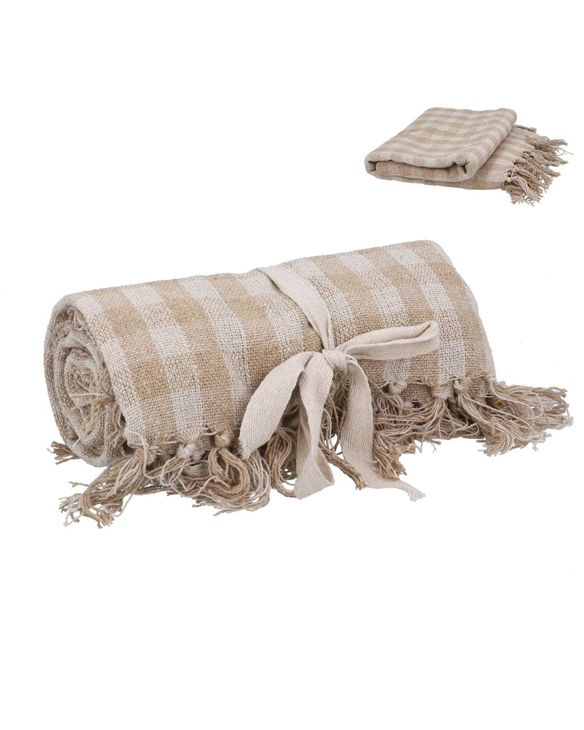 Taupe Bistro Check Woven Throw