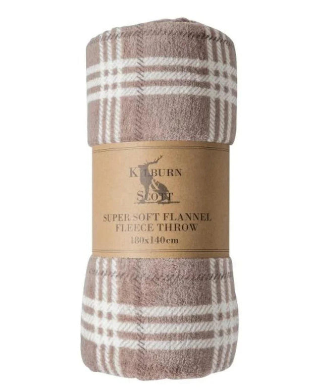 Taupe Natural Checkmate Rolled Fleece Blanket Throw - Soft FurnishingsSoft Furnishings - Lulu Loves Home