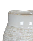 Tava White Ceramic Wide Neck Textured Vase