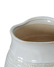 Tava White Ceramic Wide Neck Textured Vase