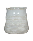 Tava White Ceramic Wide Neck Textured Vase