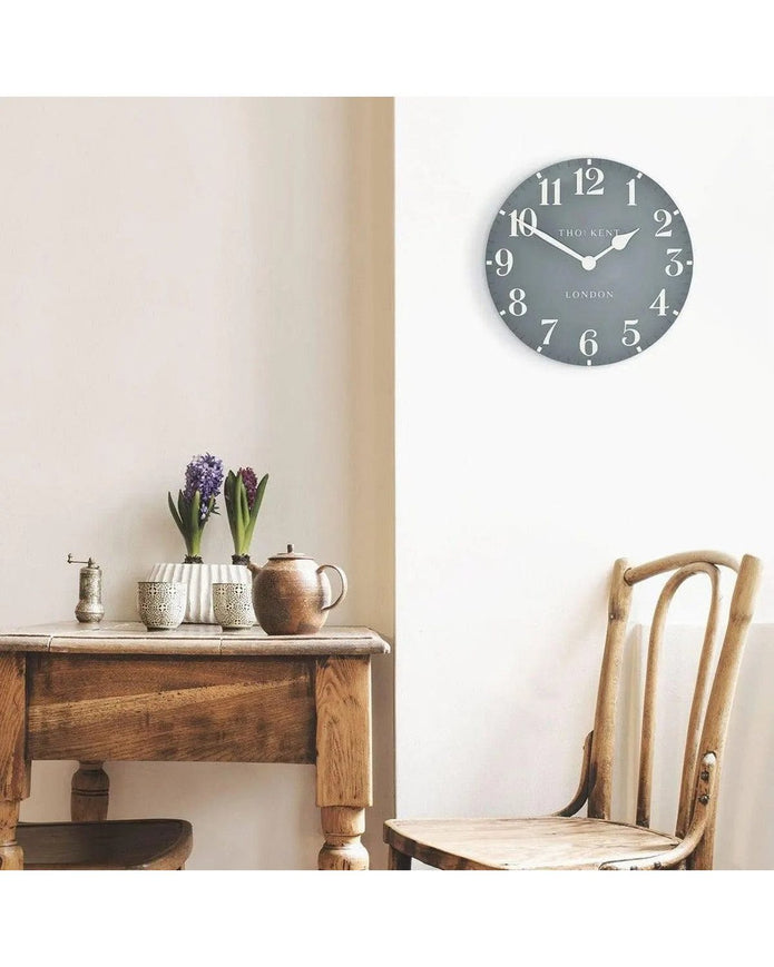 Thomas Kent 12” Arabic Wall Clock Flax Blue - ClocksClocks - Lulu Loves Home