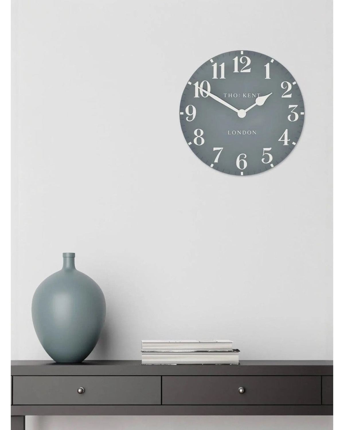 Thomas Kent 12” Arabic Wall Clock Flax Blue - ClocksClocks - Lulu Loves Home