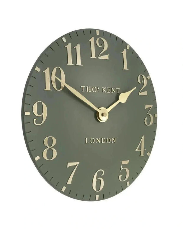 Thomas Kent 12” Arabic Wall Clock Lichen Green - PRE ORDER FOUR WEEK DELIVERY - ClocksClocks - Lulu Loves Home