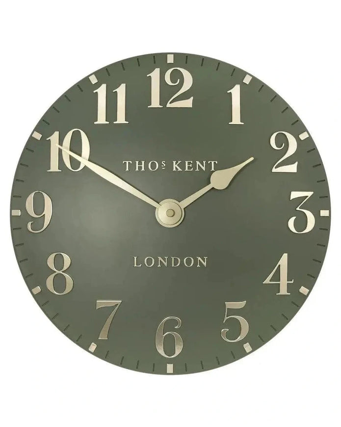 Thomas Kent 12” Arabic Wall Clock Lichen Green - PRE ORDER FOUR WEEK DELIVERY - ClocksClocks - Lulu Loves Home