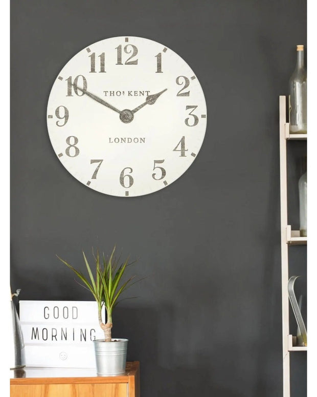 Thomas Kent 12” Arabic Wall Clock Limestone White - ClocksClocks - Lulu Loves Home