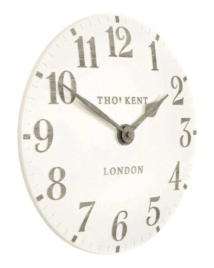 Thomas Kent 12” Arabic Wall Clock Limestone White - ClocksClocks - Lulu Loves Home