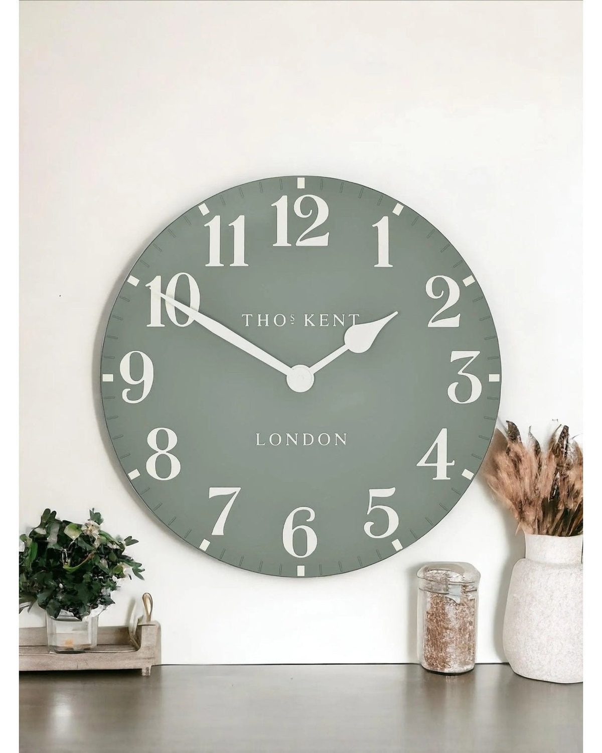 Thomas Kent 12” Arabic Wall Clock Seagrass Green - ClocksClocks - Lulu Loves Home