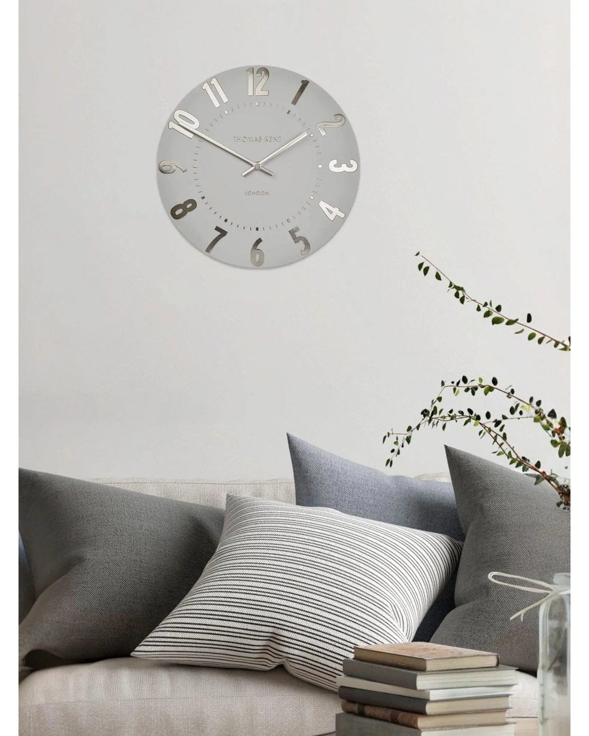 Thomas Kent 12” Mulberry Wall Clock Silver Cloud - ClocksClocks - Lulu Loves Home