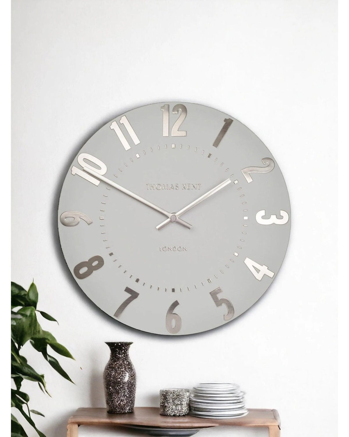 Thomas Kent 12” Mulberry Wall Clock Silver Cloud - ClocksClocks - Lulu Loves Home