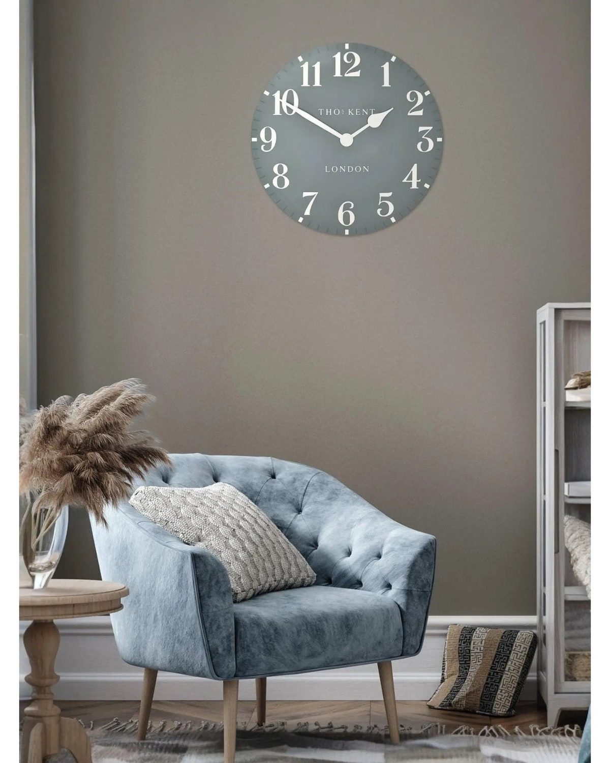 Thomas Kent 20” Arabic Wall Clock Flax Blue - ClocksClocks - Lulu Loves Home