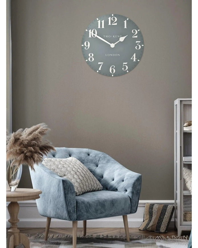 Thomas Kent 20” Arabic Wall Clock Flax Blue - ClocksClocks - Lulu Loves Home