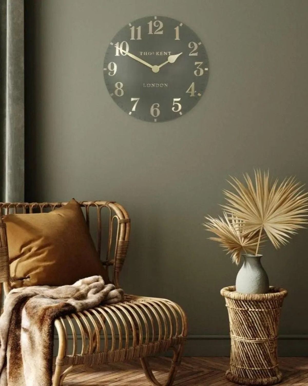 Thomas Kent 20” Arabic Wall Clock Lichen Green - PRE ORDER FOUR WEEK DELIVERY - ClocksClocks - Lulu Loves Home