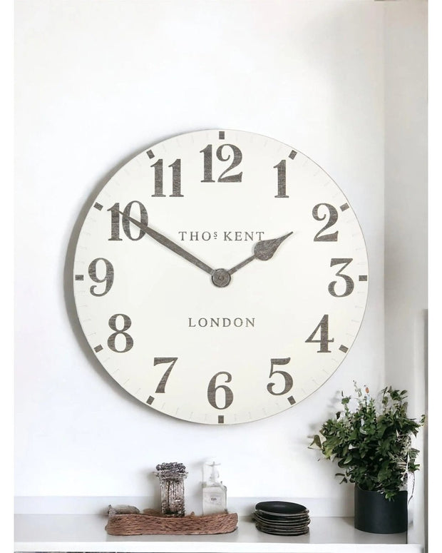 Thomas Kent 20” Arabic Wall Clock Limestone White - PRE ORDER FOUR WEEK DELIVERY - ClocksClocks - Lulu Loves Home