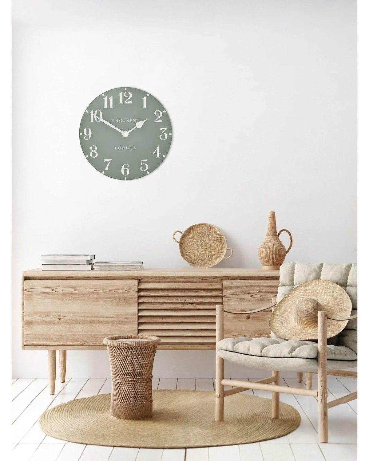 Thomas Kent 20” Arabic Wall Clock Seagrass Green - ClocksClocks - Lulu Loves Home