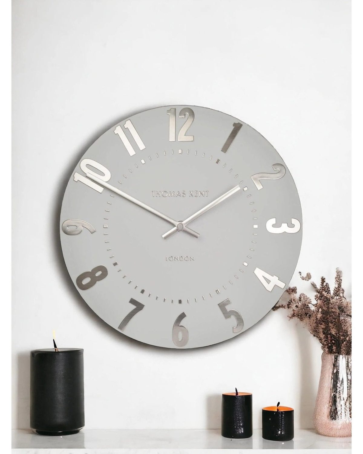 Thomas Kent 20” Mulberry Wall Clock Silver Cloud - PRE ORDER FOUR WEEK DELIVERY - ClocksClocks - Lulu Loves Home