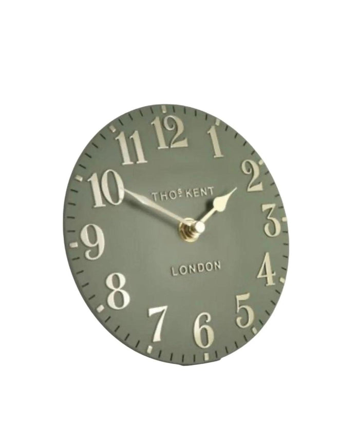 Thomas Kent 6" Arabic Mantle Clock Lichen Green - ClocksClocks - Lulu Loves Home