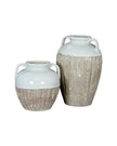 Thorne White And Beige Amphora Rustic Vase