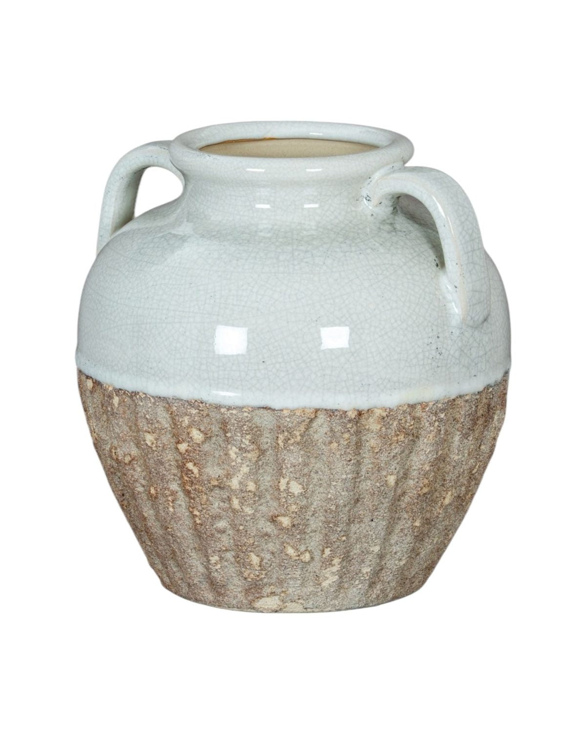 Thorne White And Beige Amphora Rustic Vase
