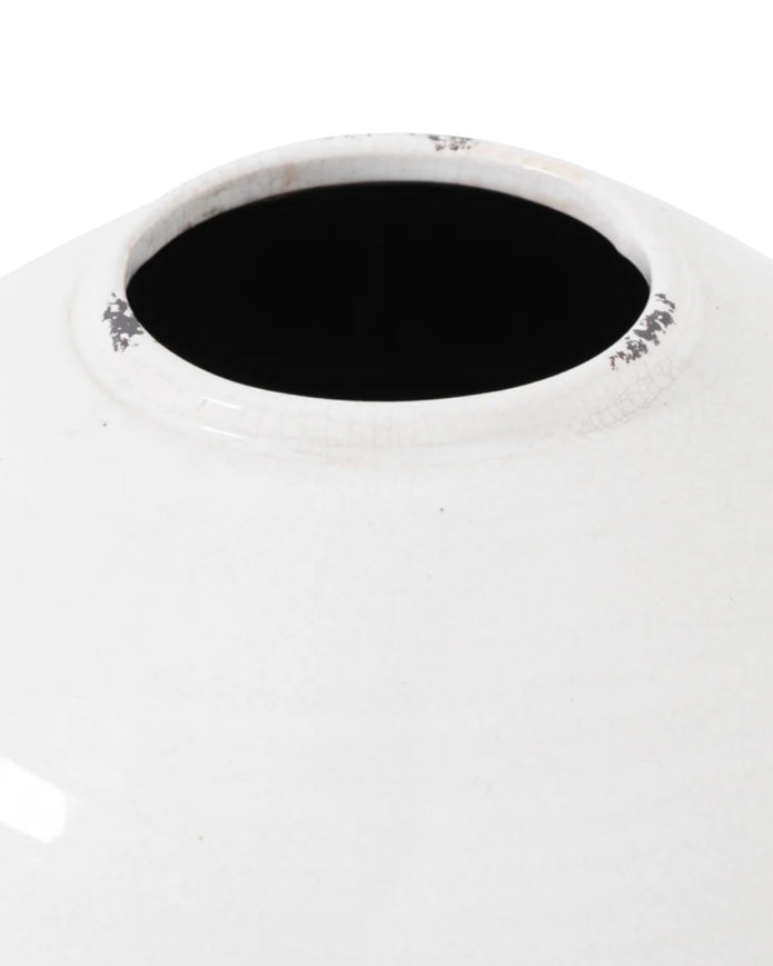 Tiber Glazed White Stone Vase