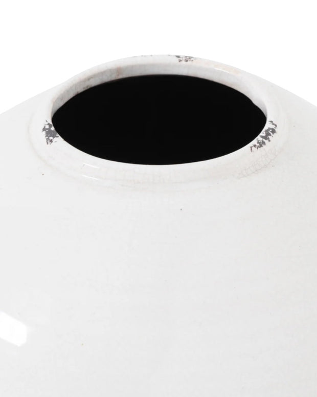 Tiber Glazed White Stone Vase