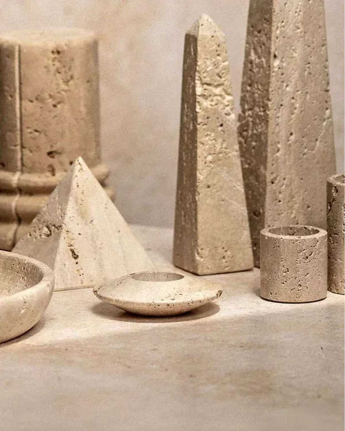 Travertine Disk Tea Light Holder